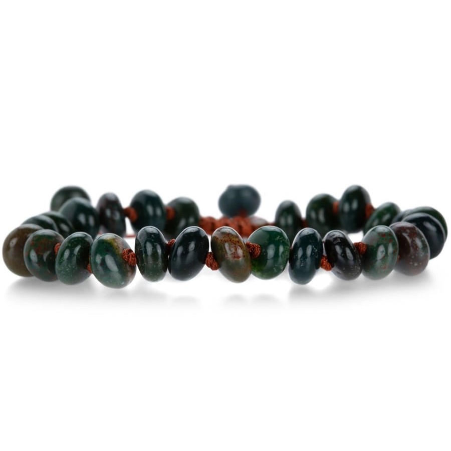 Bracelets Joseph Brooks | 8Mm Smooth Bloodstone Macrame Bracelet