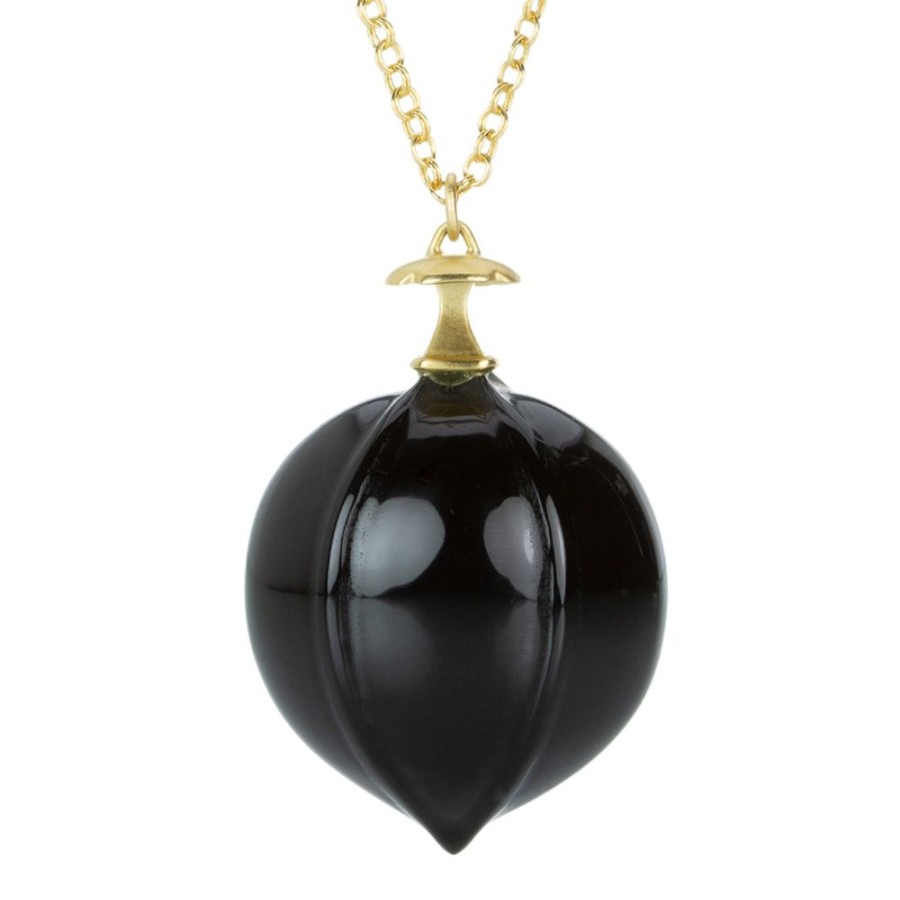 Necklaces Gabriella Kiss | Black Onyx Hickory Nut Pendant Necklace