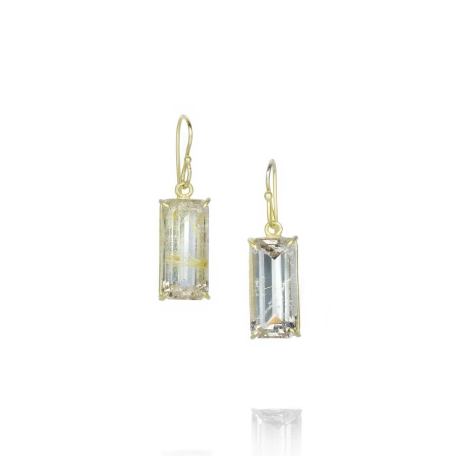 Earrings Rosanne Pugliese | Emerald Cut Rutile Quartz Drop Earrings