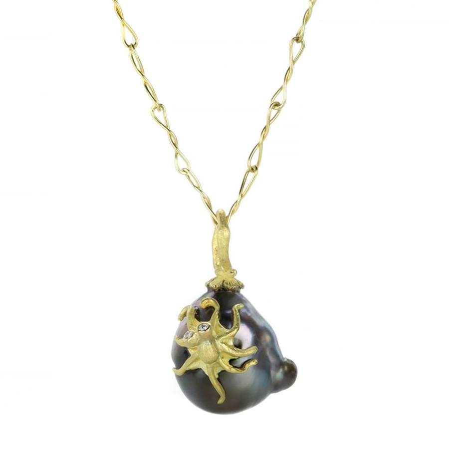 Necklaces Lene Vibe | Tahitian Pearl With Octopus (Pendant Only)