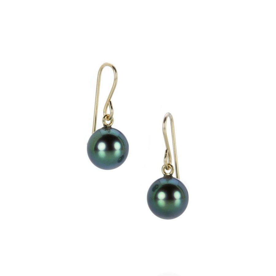 Earrings Maria Beaulieu | Peacock Green Tahitian Pearl Earrings