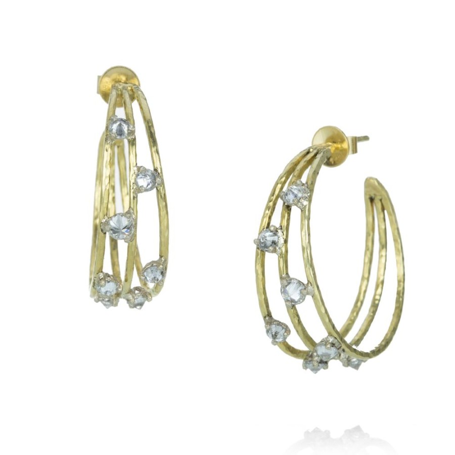 Earrings Todd Pownell | Triple Diamond Hoops