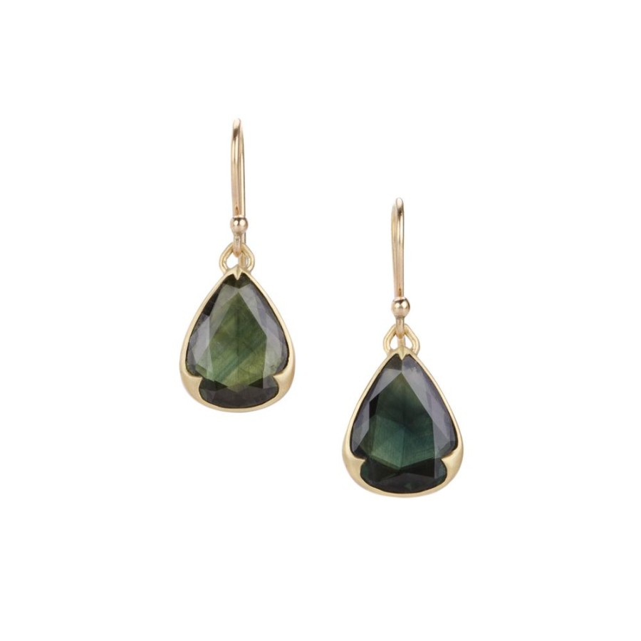 Earrings Gabriella Kiss | Rose Cut Green Sapphire Drop Earrings