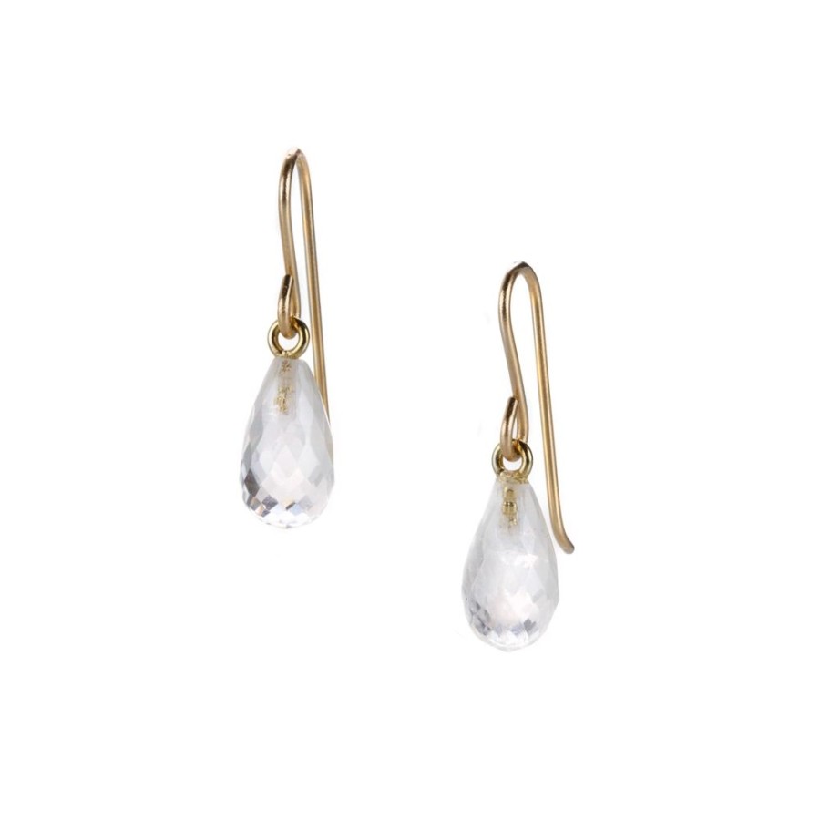 Earrings Maria Beaulieu | Small Faceted Moonstone Drop Earrings