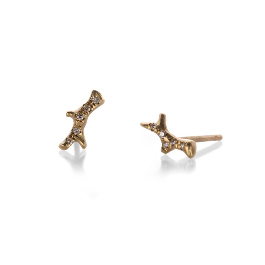 Earrings Annette Ferdinandsen | Tiny Branch Studs With Diamonds