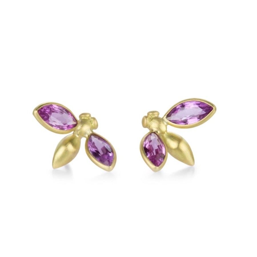 Earrings Gabriella Kiss | 18K Pink Sapphire Gem Bug Studs