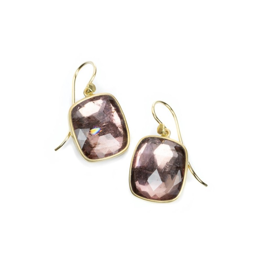 Earrings Lola Brooks | Cushion Cut Mauve Tourmaline Earrings