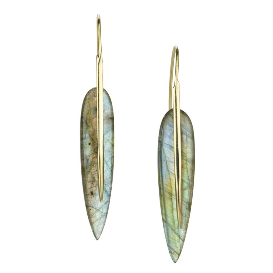 Earrings Rachel Atherley | 18K Labradorite Feather Earrings