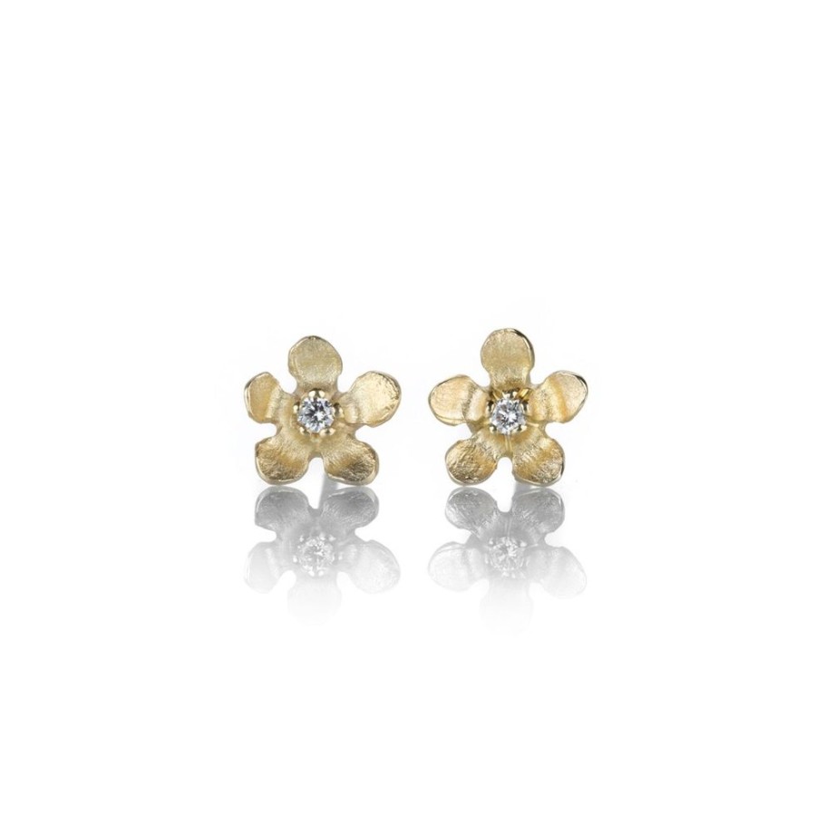 Earrings Nicole Landaw | 14K Open Flower Diamond Studs