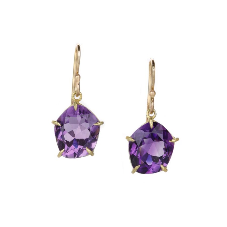 Earrings Rosanne Pugliese | Mini Violet Amethyst Petal Drop Earrings