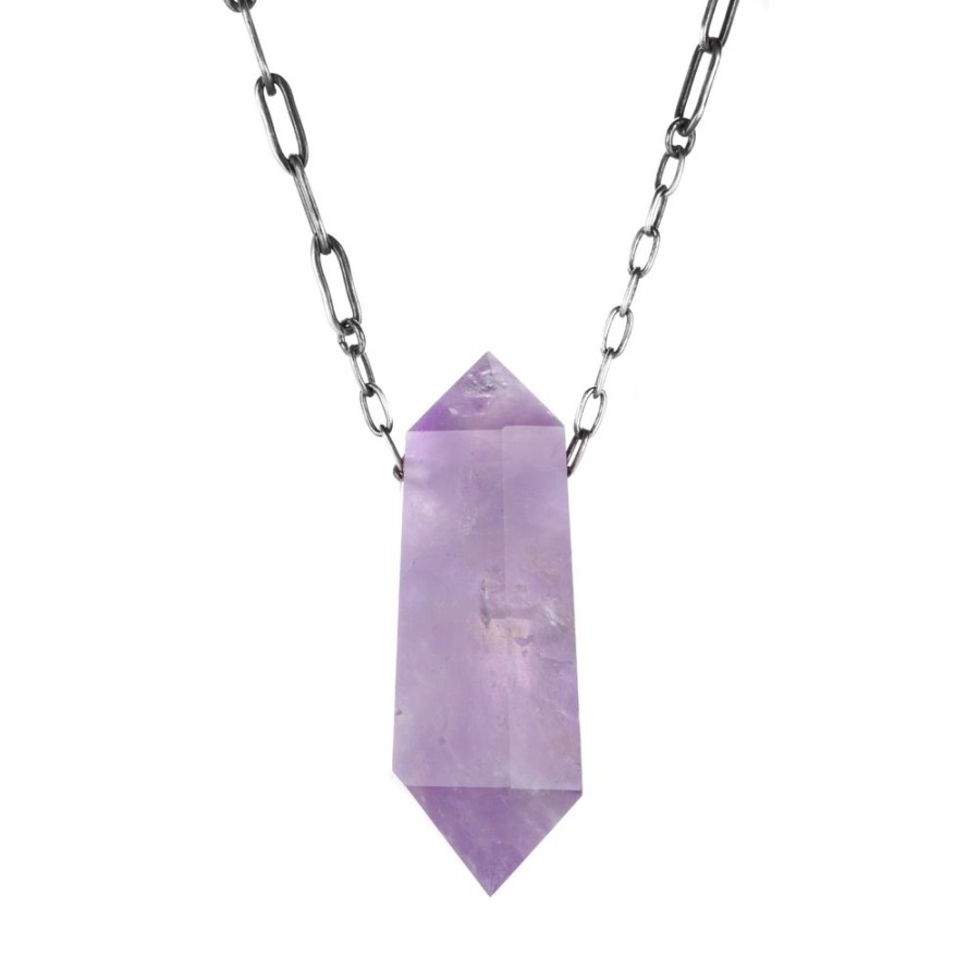 Necklaces Joseph Brooks | Extra Large Amethyst Crystal Pendant Necklace