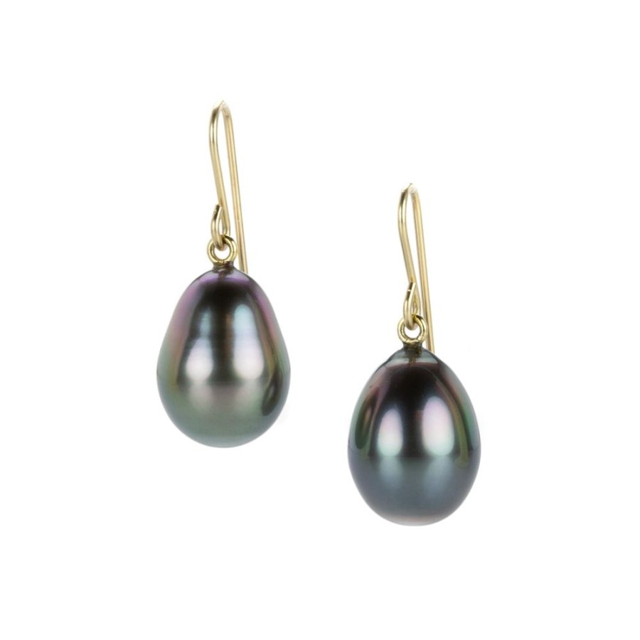 Earrings Maria Beaulieu | Black Tahitian Pearl Drop Earrings