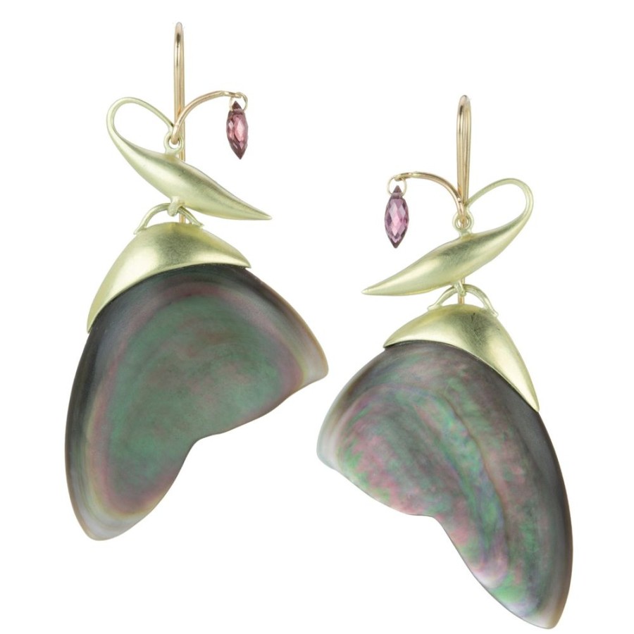 Earrings Gabriella Kiss | Black Mother Of Pearl Moth Earrings