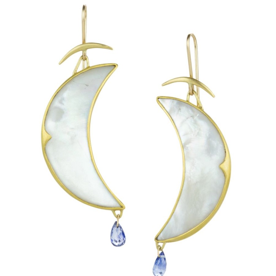 Earrings Gabriella Kiss | Mother Of Pearl Crescent Moon Earrings