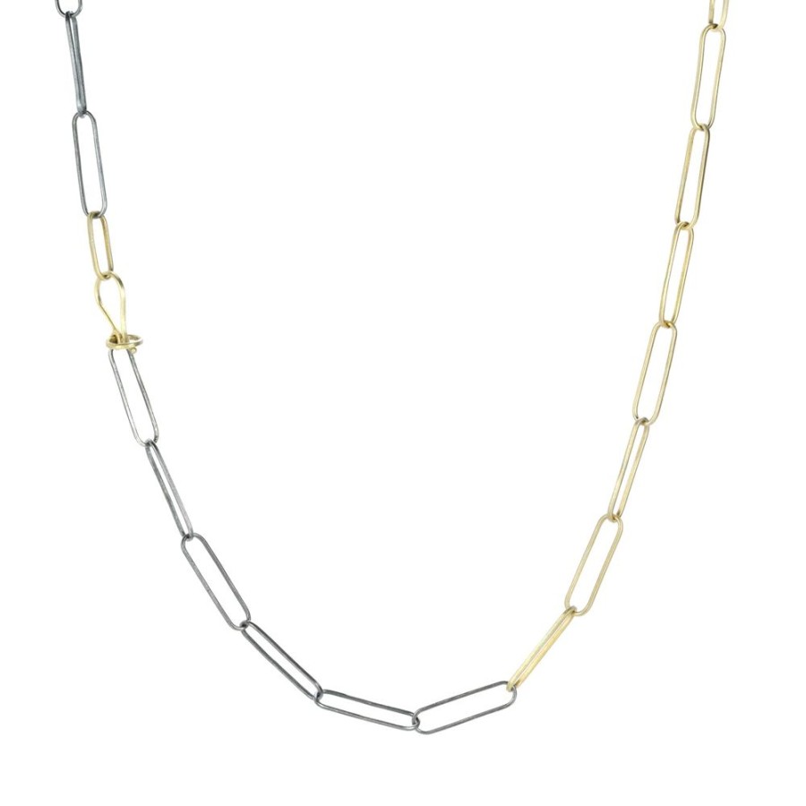 Necklaces Kate Maller | Black & Gold Luxe Chain Necklace