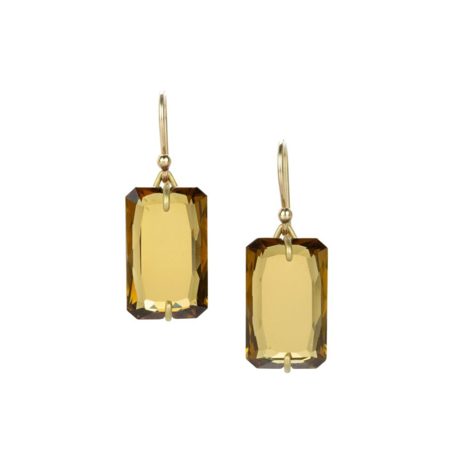 Earrings Gabriella Kiss | Rectangular Whiskey Quartz Earrings