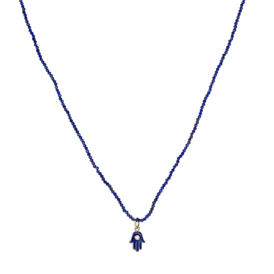 Necklaces Margaret Solow | Lapis Necklace With Hamsa Pendant