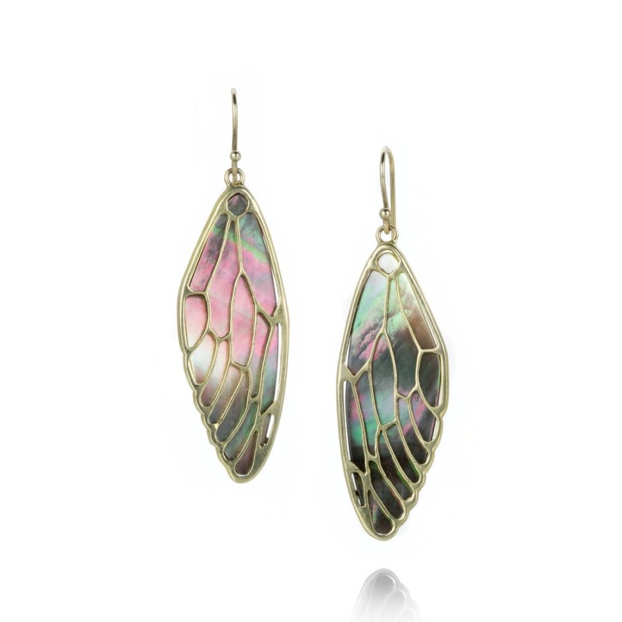 Earrings Annette Ferdinandsen | Black Mother Of Pearl Cicada Wing Earrings