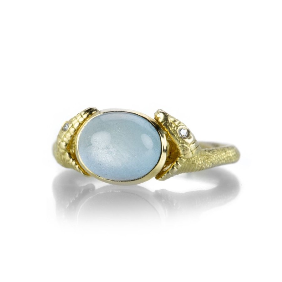 Rings Anthony Lent | Two Headed Aquamarine Serpent Ring