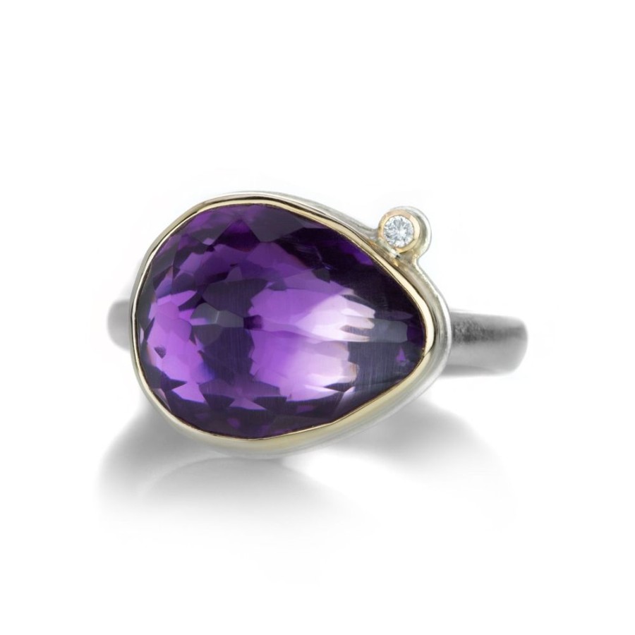 Rings Jamie Joseph | Teardrop Shaped Amethyst Ring With Diamond