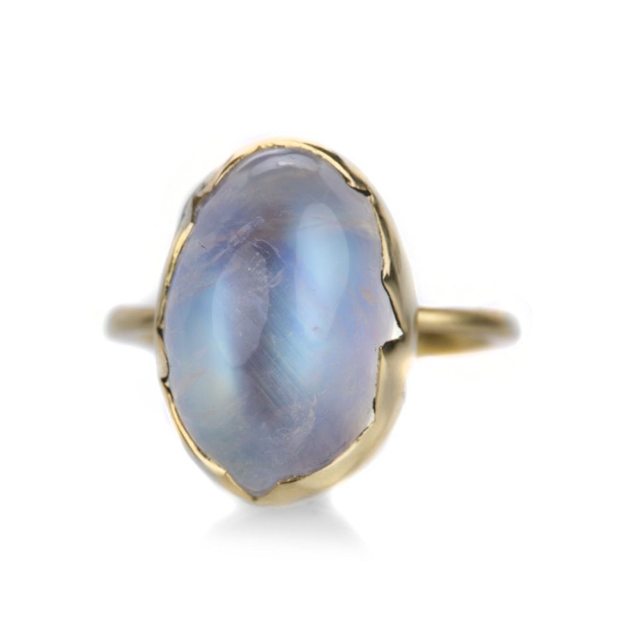 Rings Annette Ferdinandsen | Rainbow Moonstone Cabochon Egg Ring