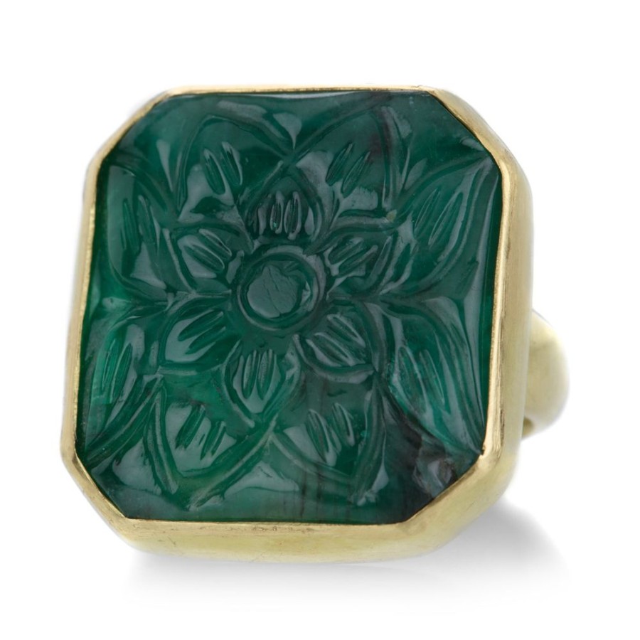 Rings Sophie Theakston | Carved Emerald Ring