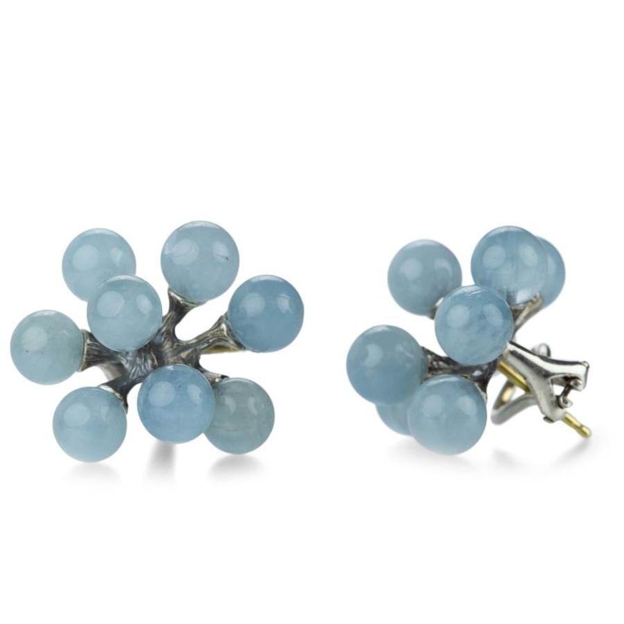 Earrings John Iversen | Small Jacks Earrings With Aquamarines