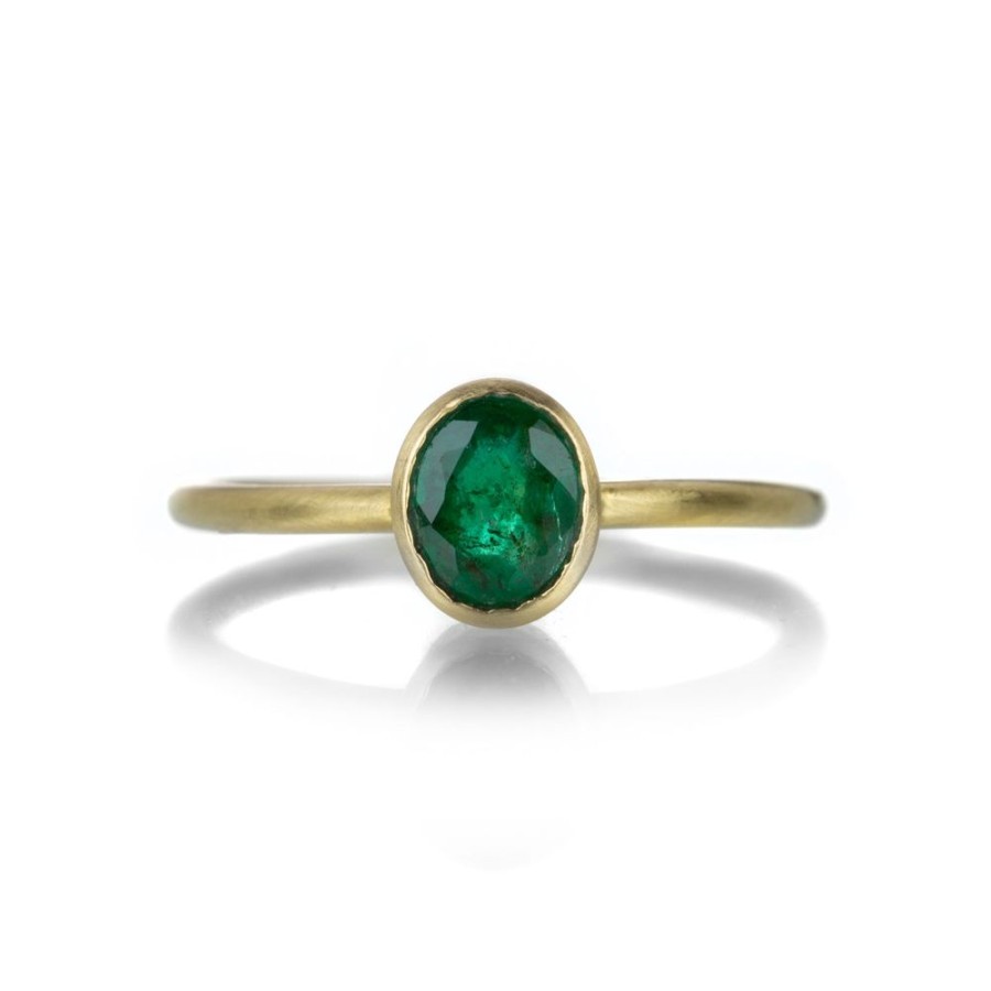 Rings Margaret Solow | Oval Bezel Set Emerald Ring