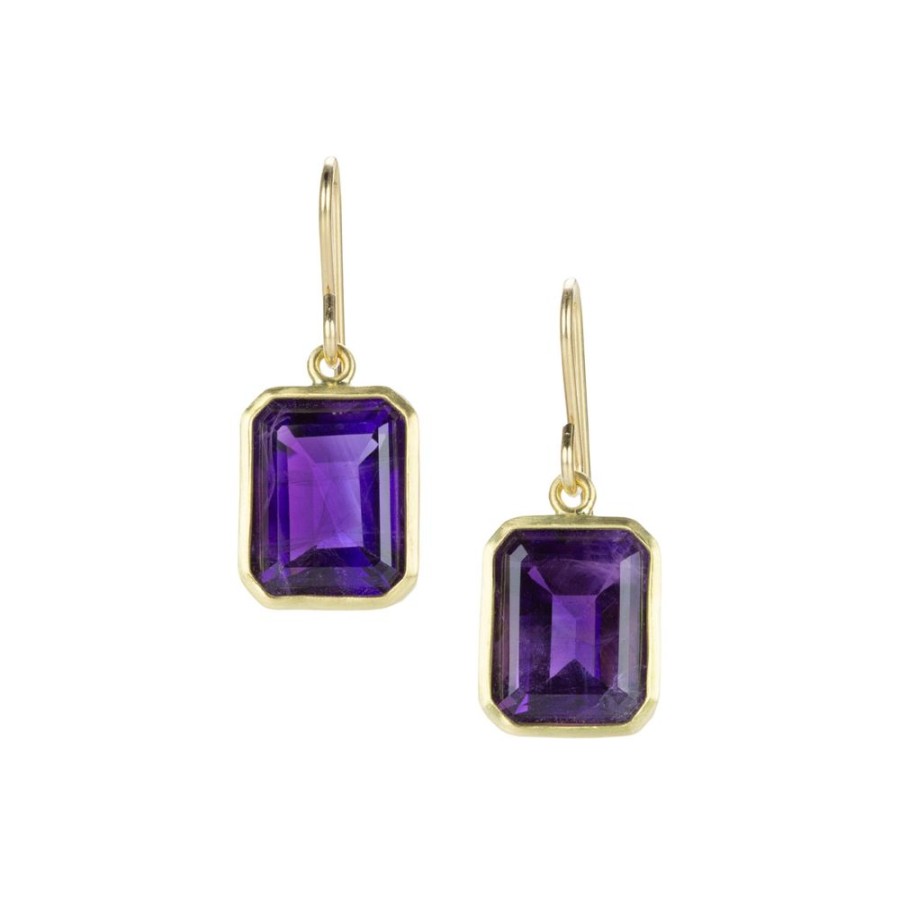 Earrings Maria Beaulieu | Emerald Cut Amethyst Drop Earrings