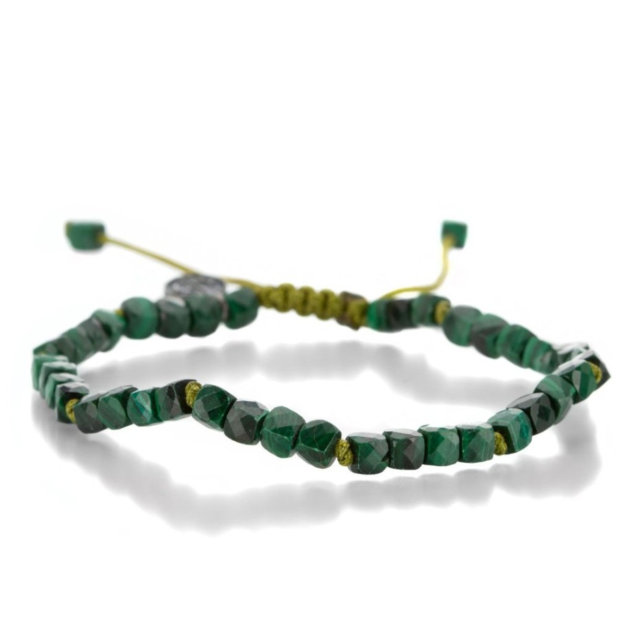 Bracelets Joseph Brooks | Faceted 4Mm Malachite Cube Bracelet