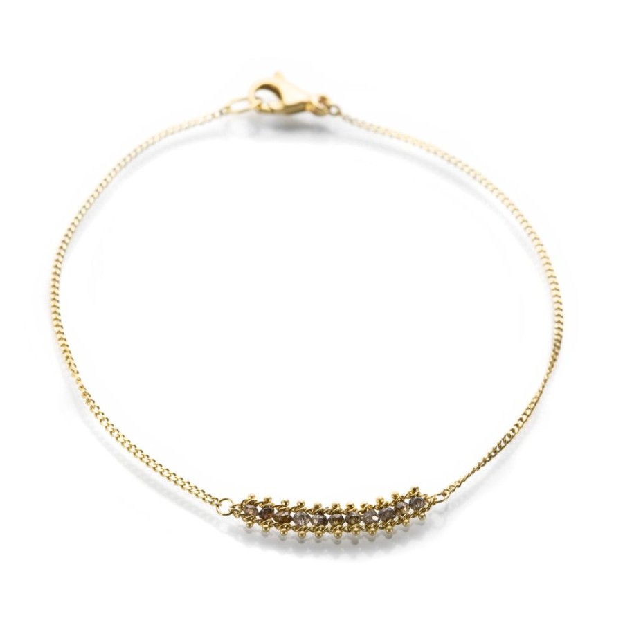 Bracelets Amali | Champagne Diamond Textile Row Bracelet