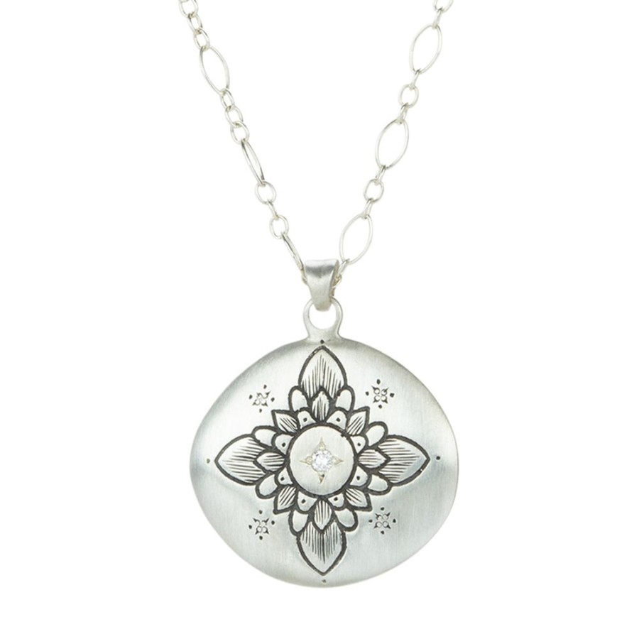 Necklaces Adel Chefridi | Diamond Lotus Pendant Necklace