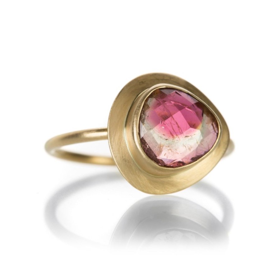 Rings Margaret Solow | Rose Cut Watermelon Tourmaline Bezel Ring