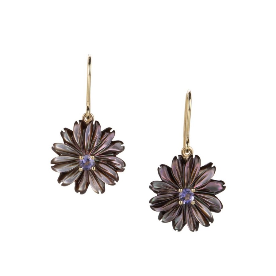 Earrings Nicole Landaw | Iolite And Mother Of Pearl Flower Earrings