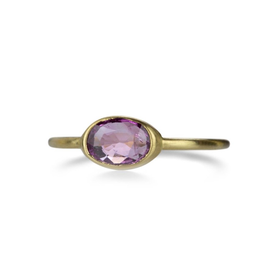 Rings Margaret Solow | Oval Faceted Pink Sapphire Ring