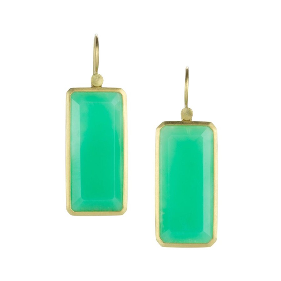 Earrings Lola Brooks | Emerald Cut Chrysoprase Drop Earrings