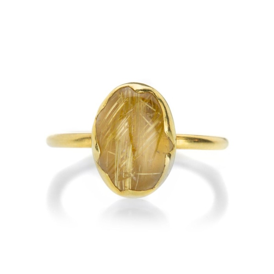 Rings Annette Ferdinandsen | Golden Rutilated Quartz Egg Stacker Ring