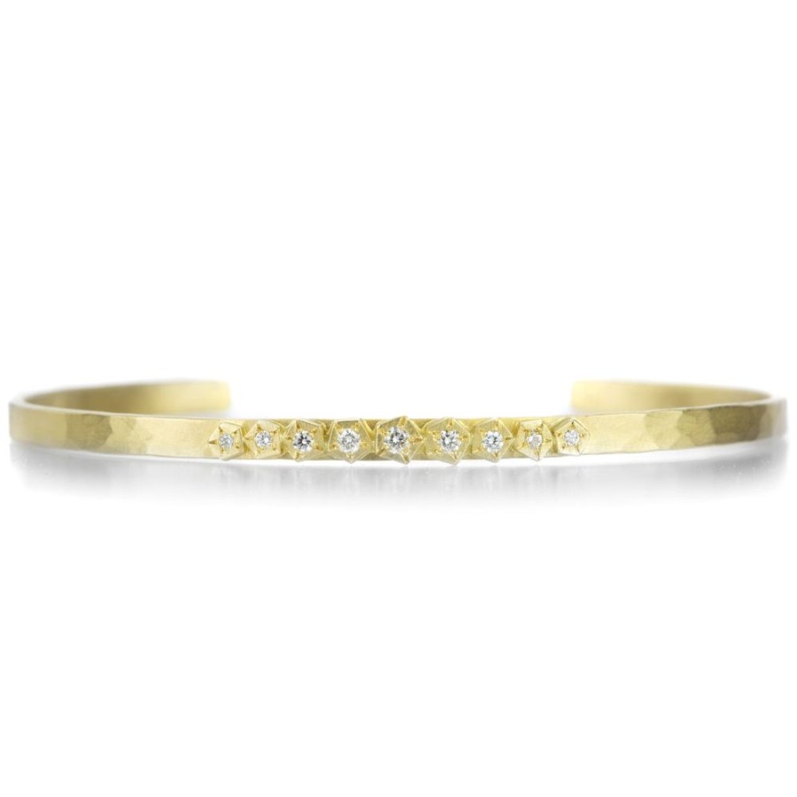 Bracelets Annie Fensterstock | 18K Thin Rock Cuff With Diamonds