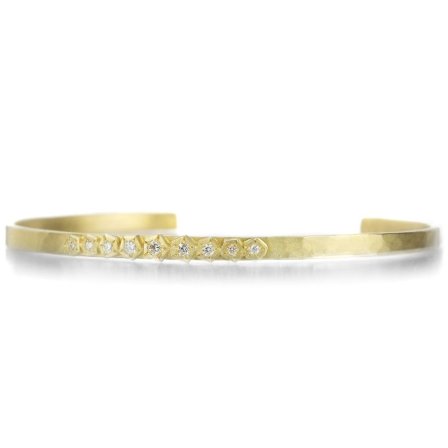 Bracelets Annie Fensterstock | 18K Thin Rock Cuff With Diamonds