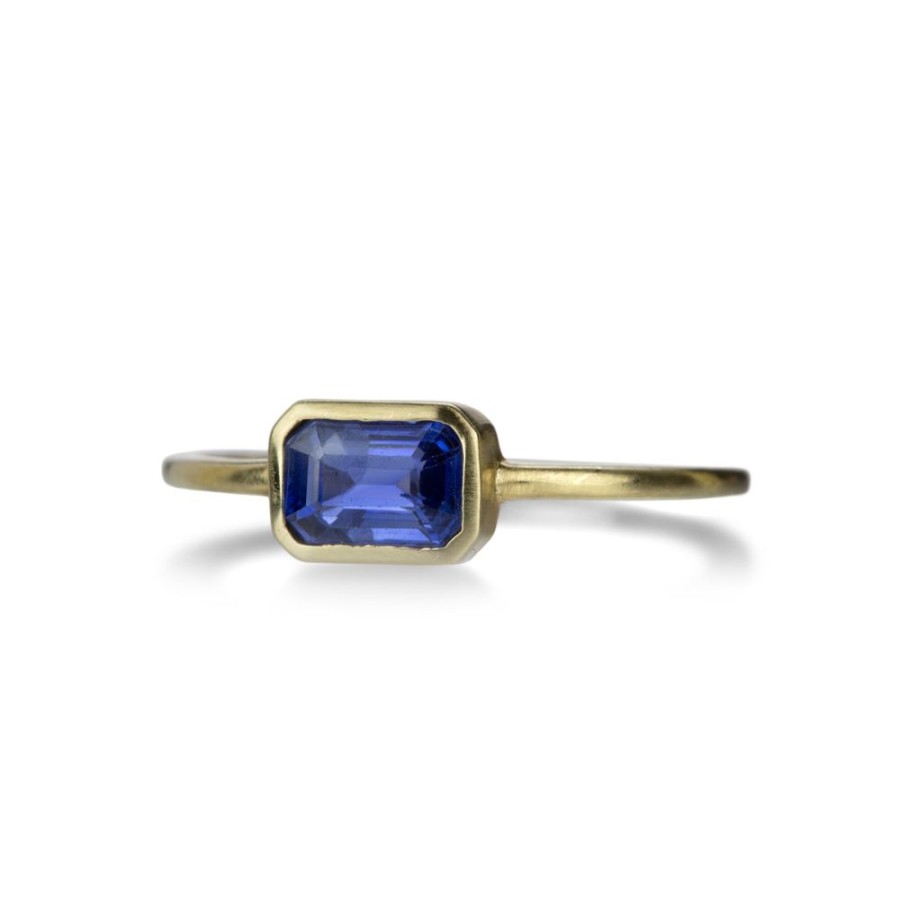 Rings Margaret Solow | Dark Blue Sapphire Emerald Cut Ring