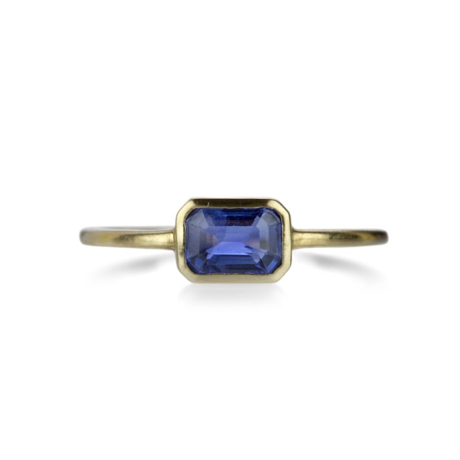 Rings Margaret Solow | Dark Blue Sapphire Emerald Cut Ring