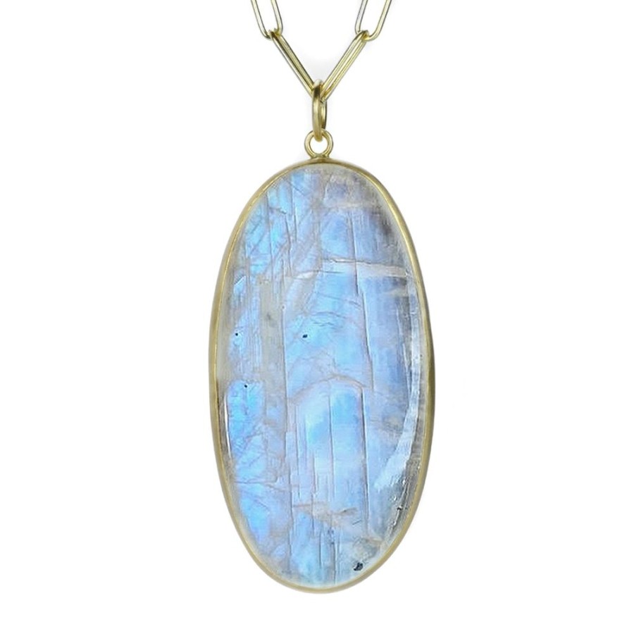 Necklaces Maria Beaulieu | Large Oval Moonstone Pendant (Pendant Only)