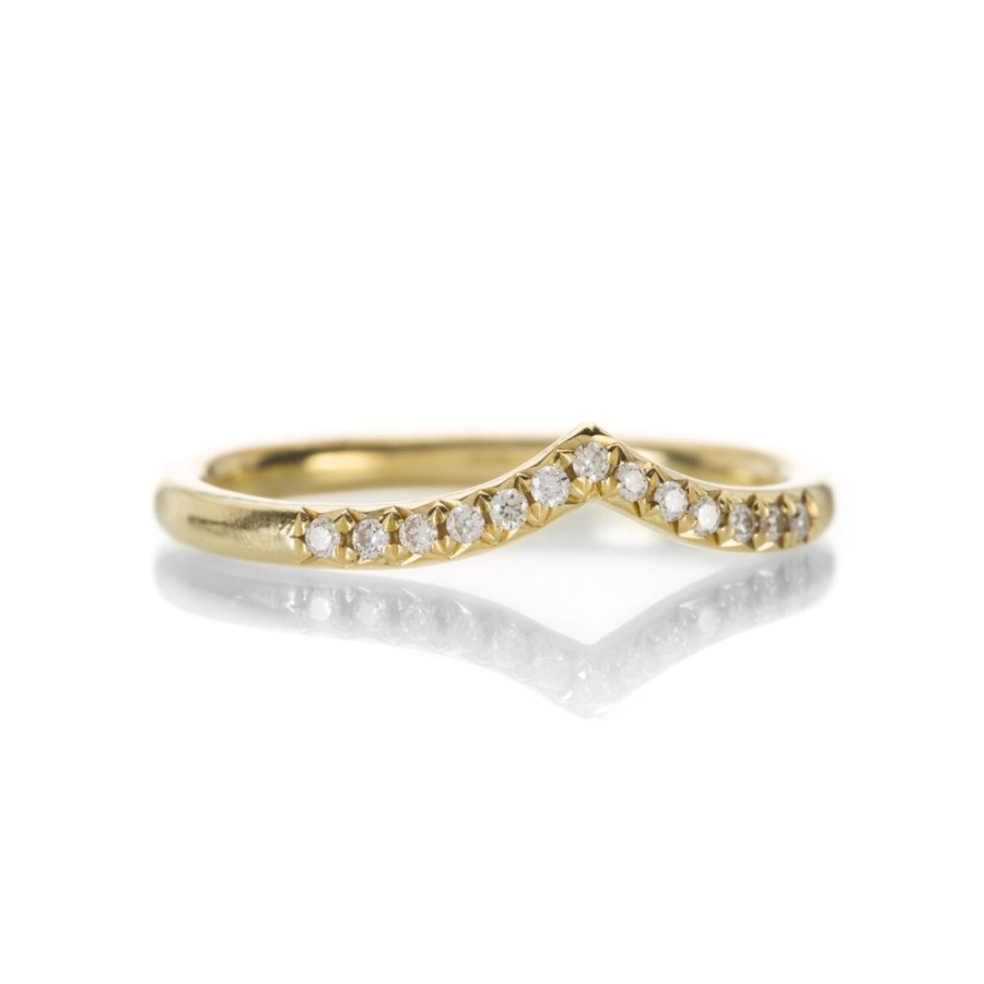 Rings Annie Fensterstock | 18K Yellow Gold Diamond V Ring