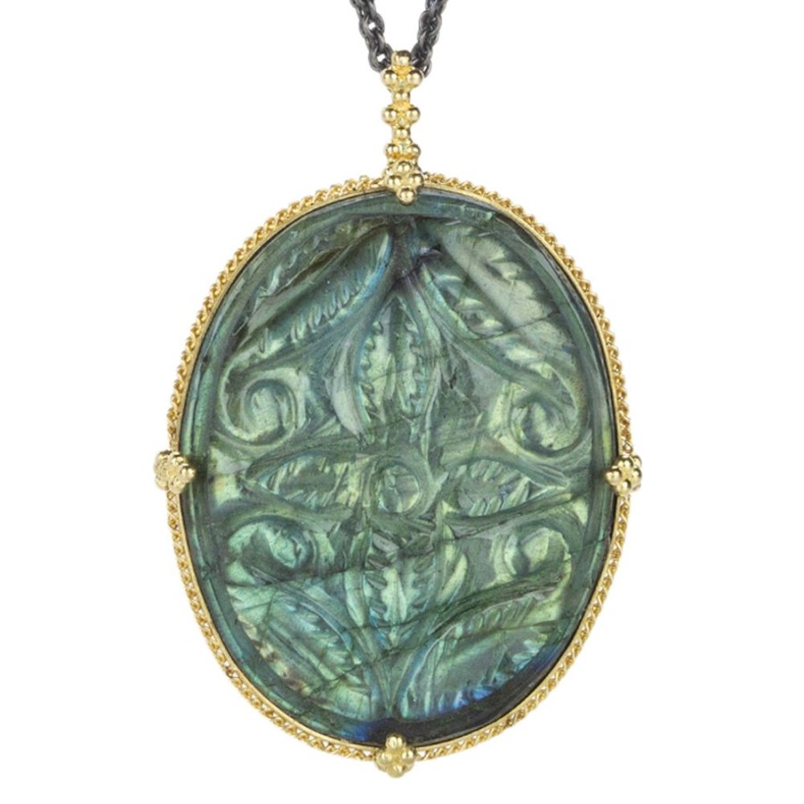 Necklaces Amali | Carved Labradorite Pendant Necklace