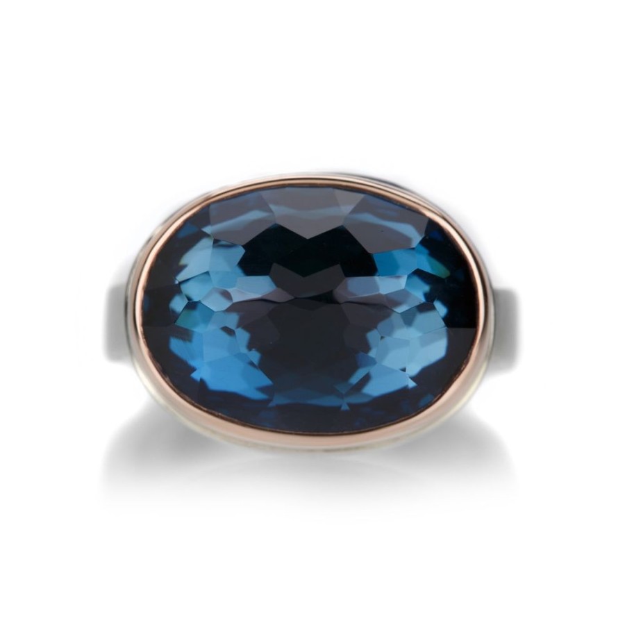 Rings Jamie Joseph | Oval Inverted Faceted London Blue Topaz Ring