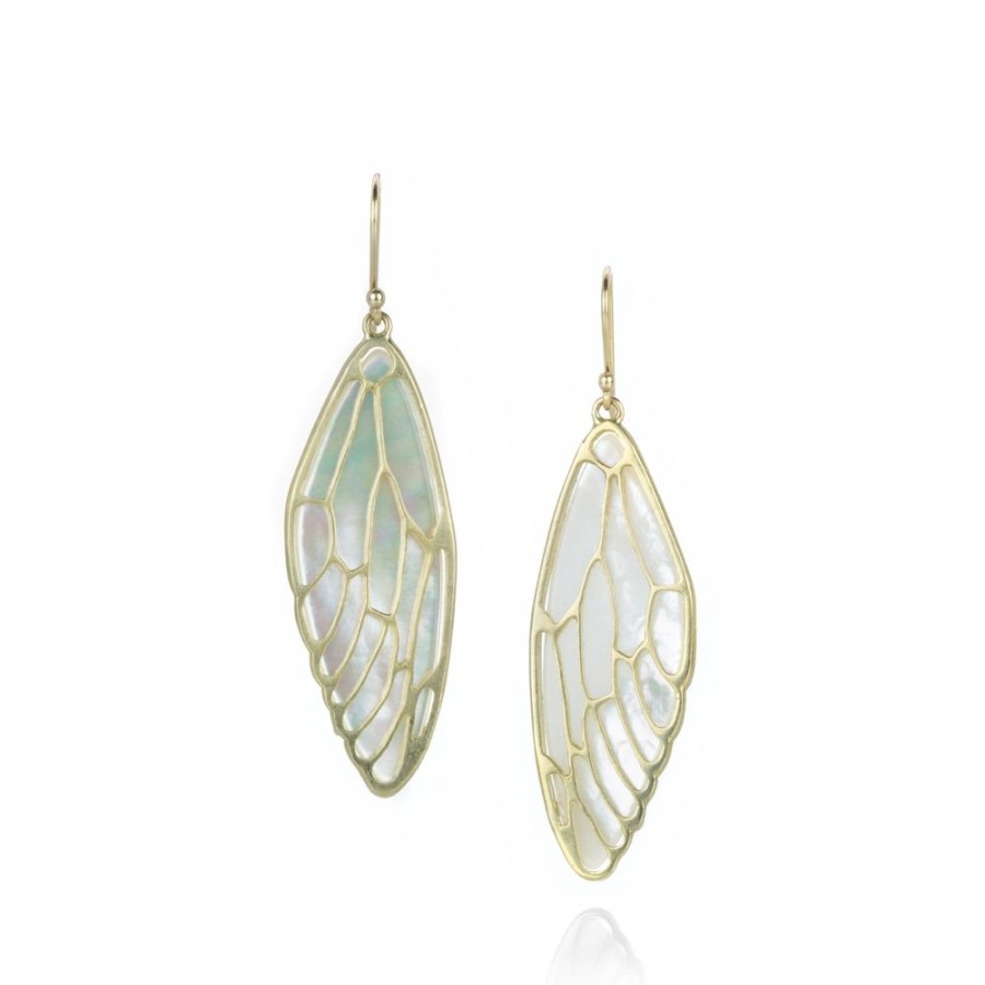 Earrings Annette Ferdinandsen | White Mother Of Pearl Cicada Wing Earrings