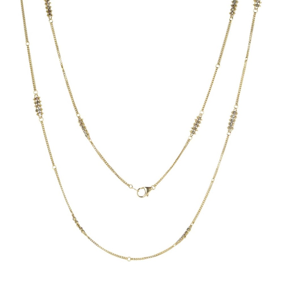 Necklaces Amali | 18K Champagne Diamond Textile Station Necklace