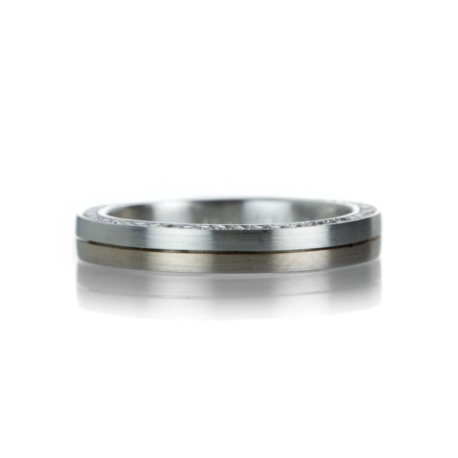 Rings Edward Burrowes | 3Mm Platinum Diamond Edge Band