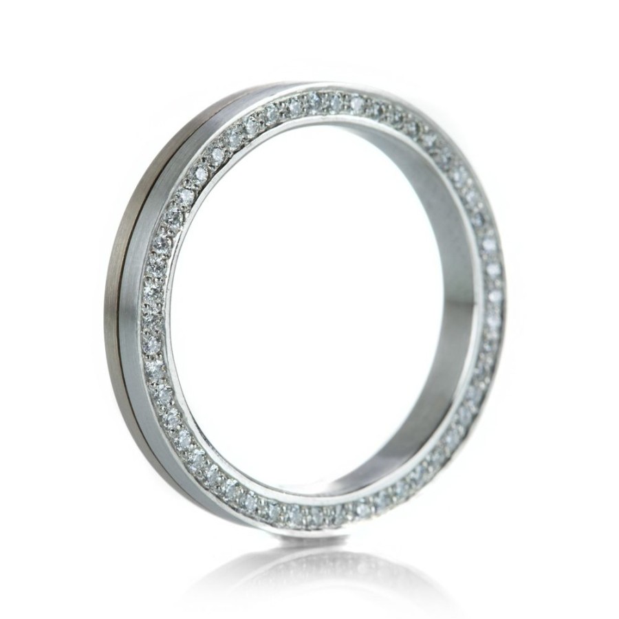 Rings Edward Burrowes | 3Mm Platinum Diamond Edge Band