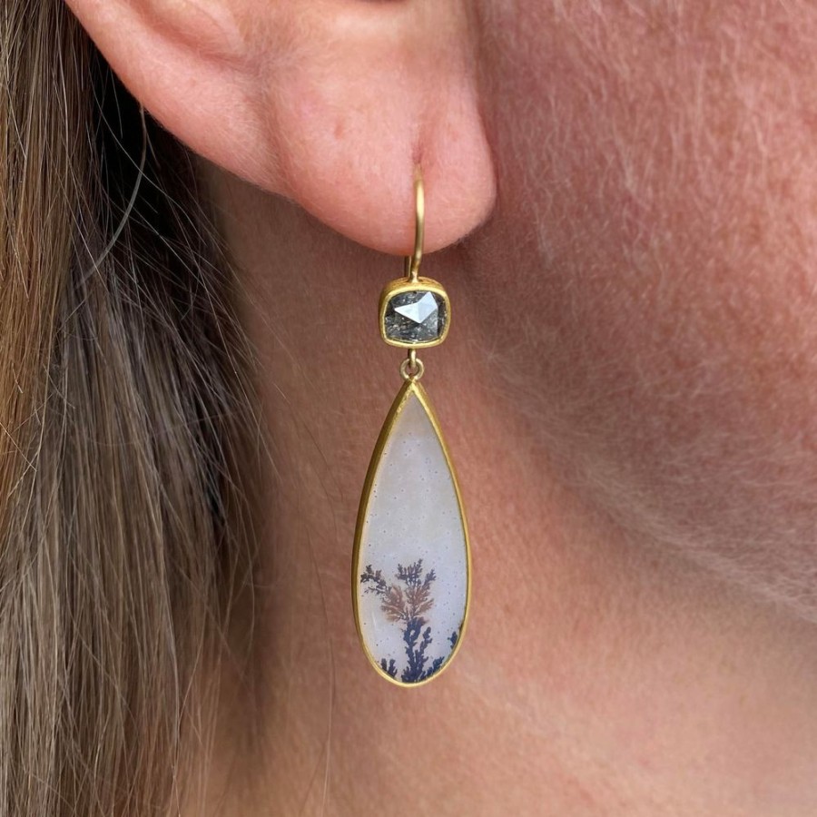 Earrings Mallary Marks | Diamond And Dendrite Bon Bon Earrings